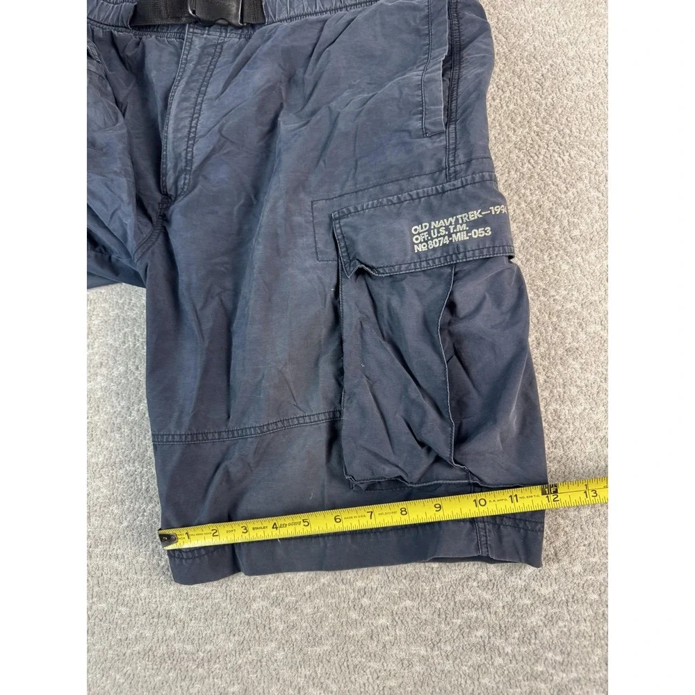 Old Navy‎ Shorts Mens Large Navy Army Cargo Hiking Belted Elastic Waist Pockets